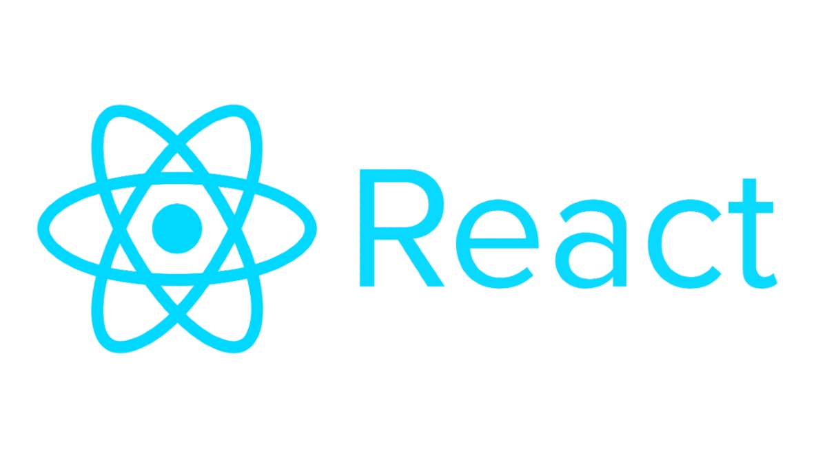 Ein blaues React Logo mit React Schriftzug